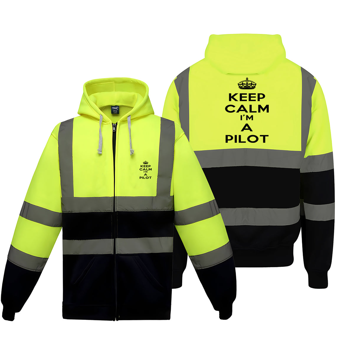 Keep Calm I'm a Pilot Designed Reflective Zipped Hoodies
