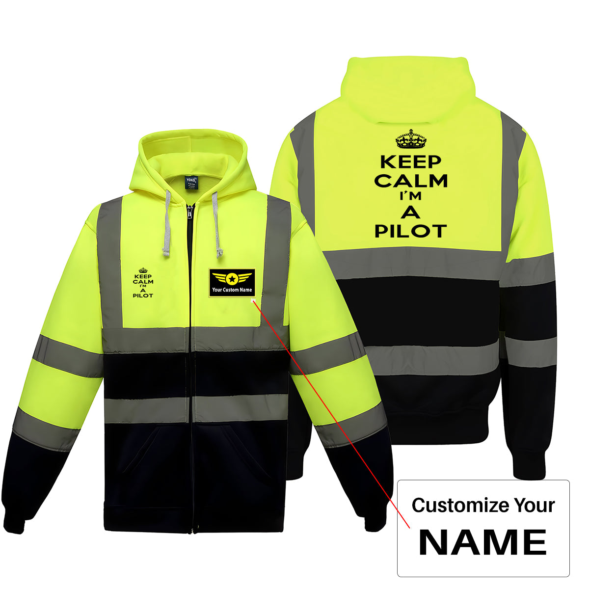 Keep Calm I'm a Pilot Designed Reflective Zipped Hoodies
