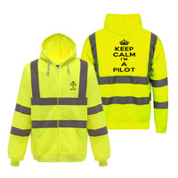 Thumbnail for Keep Calm I'm a Pilot Designed Reflective Zipped Hoodies