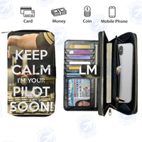 Thumbnail for Keep Calm I'm your Pilot Soon Designed Leather Long Zipper Wallets