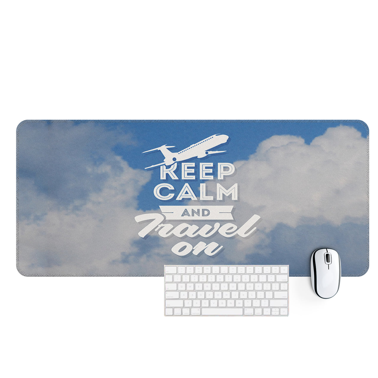 Keep Calm and Travel On Designed Desk Mats