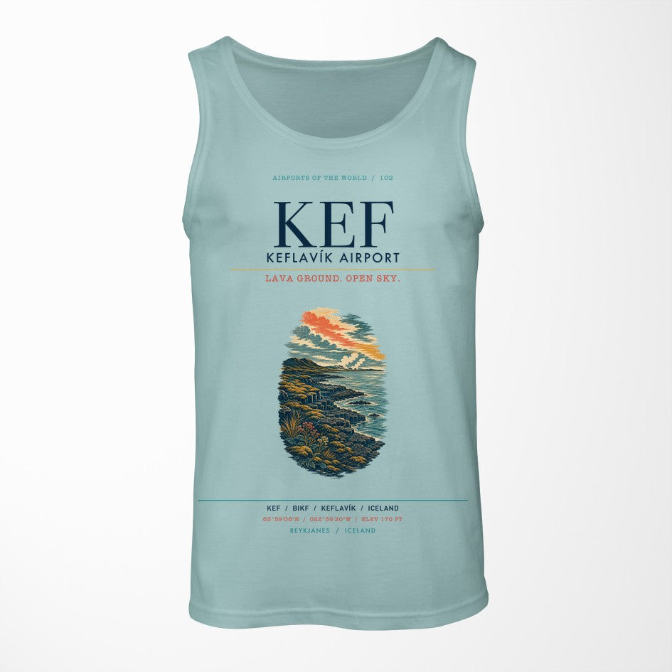 Keflavík Airport (KEF) design on light green tank top