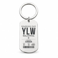 Thumbnail for Kelowna International Airport YLW - Key Chain - Boarding Pass Style - Silver