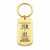 Thumbnail for Kelowna International Airport YLW - Key Chain - Customizable Boarding Pass - Gold