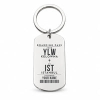Thumbnail for Kelowna International Airport YLW - Key Chain - Customizable Boarding Pass - Silver