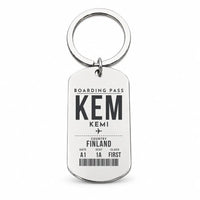 Thumbnail for Kemi-Tornio Airport KEM - Key Chain - Boarding Pass Style - Silver