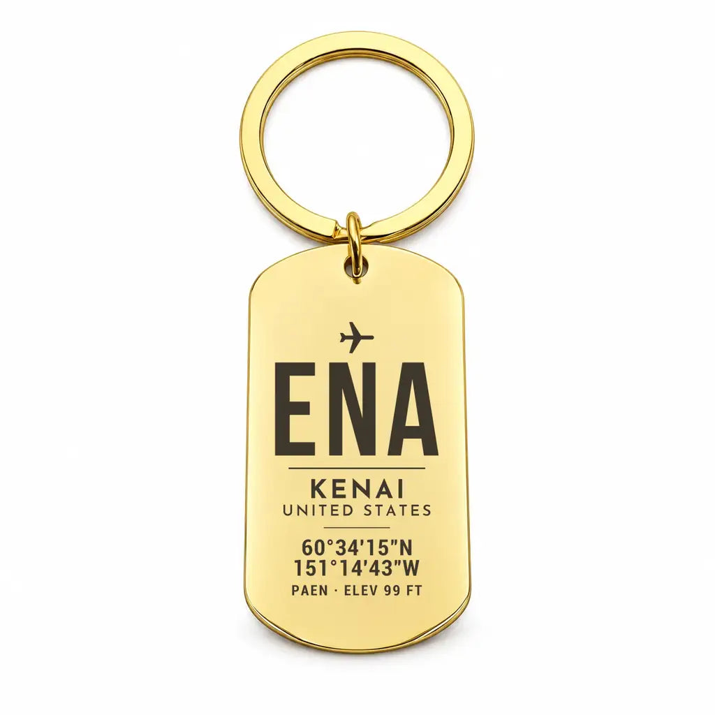 Kenai Municipal Airport ENA - Key Chain - Original Design - Gold