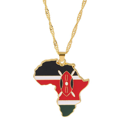 Kenya Map Flag Necklace