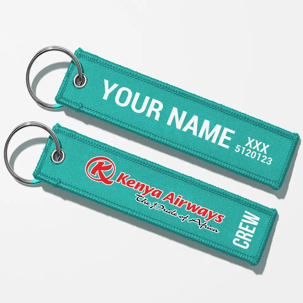 Kenya Airways Crew & Staff Tag Key Chains - Turquoise - Crew + Name