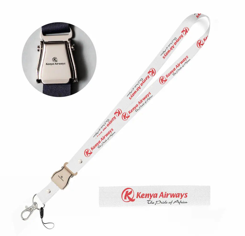 Kenya Airways seat belt lanyard - white