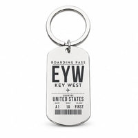 Thumbnail for Key West International Airport EYW - Key Chain - Boarding Pass Style - Silver