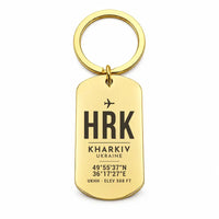 Thumbnail for Kharkiv International Airport HRK - Key Chain - Original Design - Gold