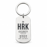 Thumbnail for Kharkiv International Airport HRK - Key Chain - Original Design - Silver