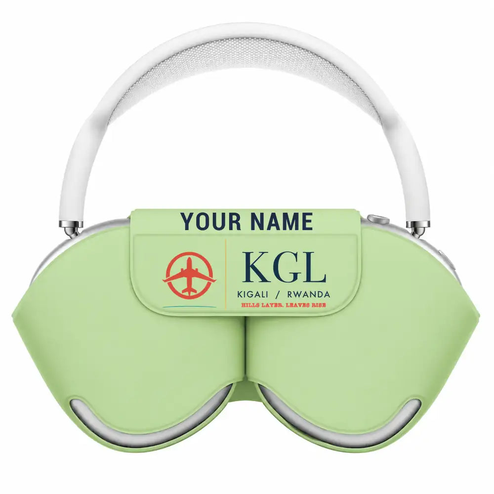 Kigali International Airport (KGL) AirPods Max Cases - Light Green + Name