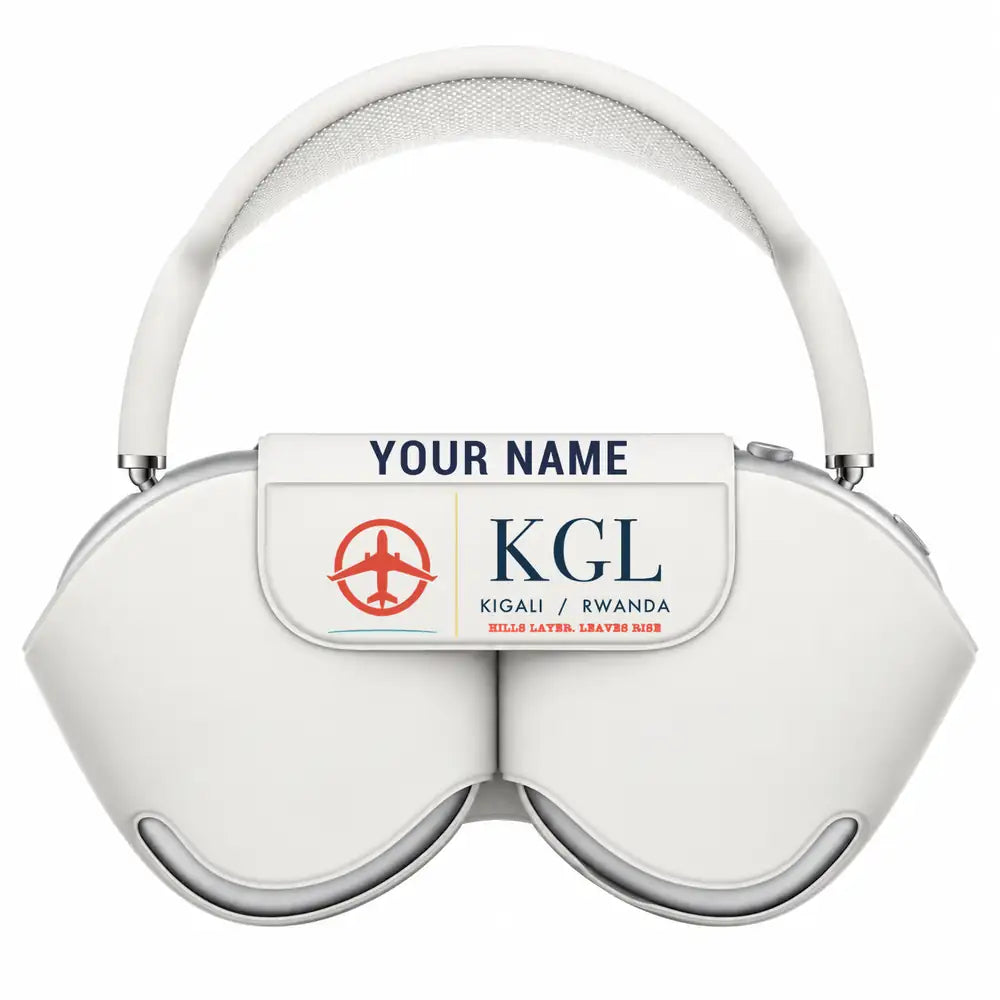 Kigali International Airport (KGL) AirPods Max Cases - White + Name