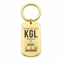 Thumbnail for Kigali International Airport KGL - Key Chain - Boarding Pass Style - Gold