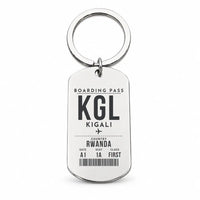 Thumbnail for Kigali International Airport KGL - Key Chain - Boarding Pass Style - Silver