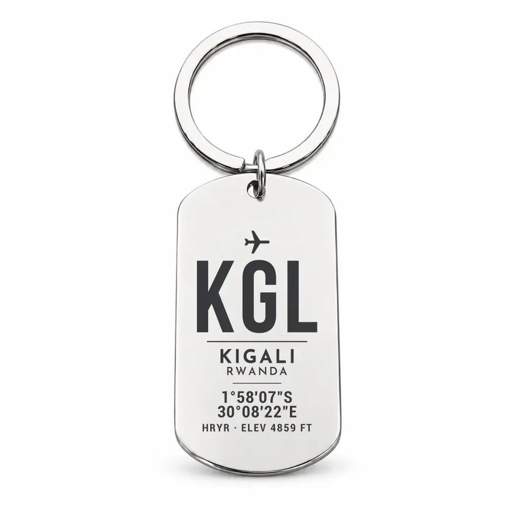 Kigali International Airport KGL - Key Chain - Original Design - Silver