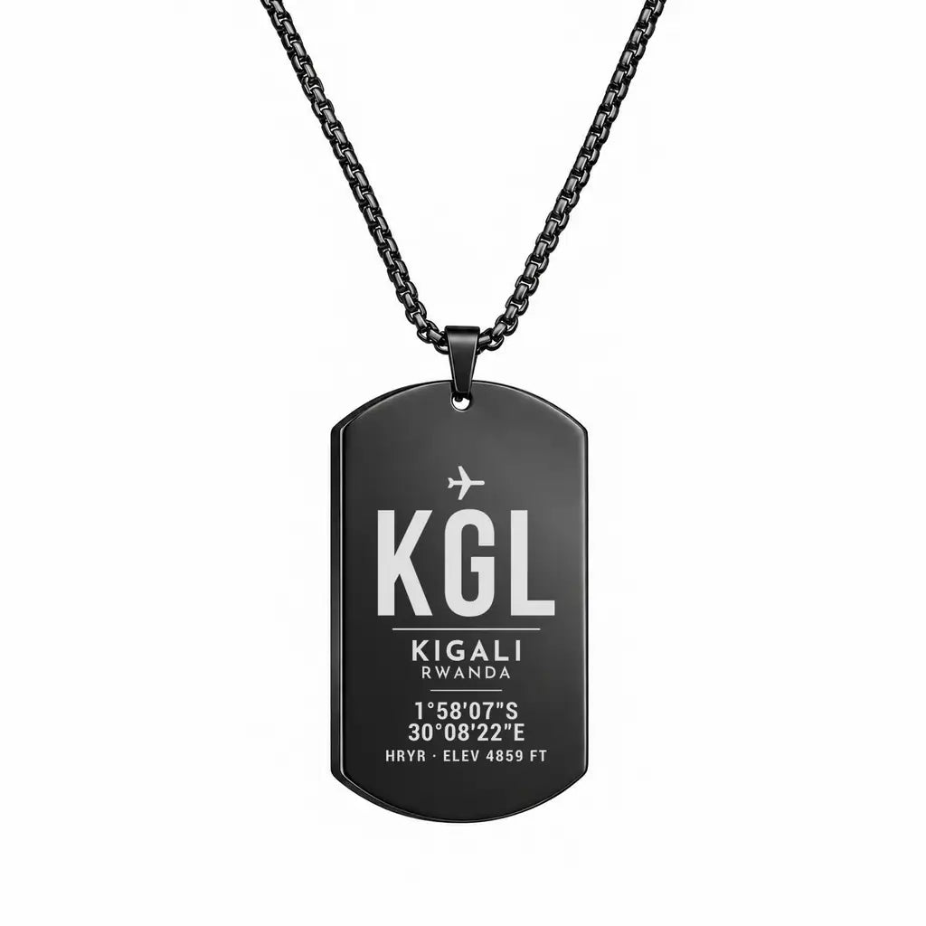 Kigali International Airport KGL - Necklace - Original Design - Black