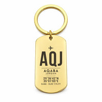 Thumbnail for King Hussein International Airport AQJ — Aqaba - Key Chain - Original Design - Gold
