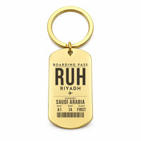 Thumbnail for King Khalid International Airport RUH — Riyadh - Key Chain - Boarding Pass Style - Gold