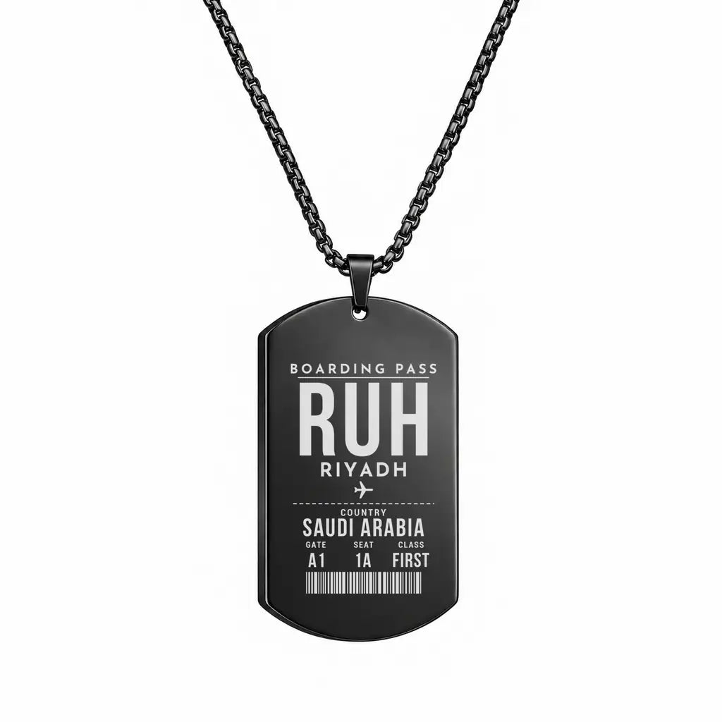 King Khalid International Airport RUH — Riyadh - Necklace - Boarding Pass Style - Black