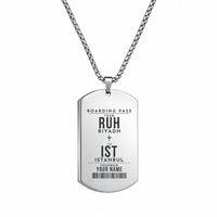Thumbnail for King Khalid International Airport RUH — Riyadh - Necklace - Customizable Boarding Pass - Silver