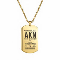 Thumbnail for King Salmon Airport AKN - Necklace - Boarding Pass Style - Gold