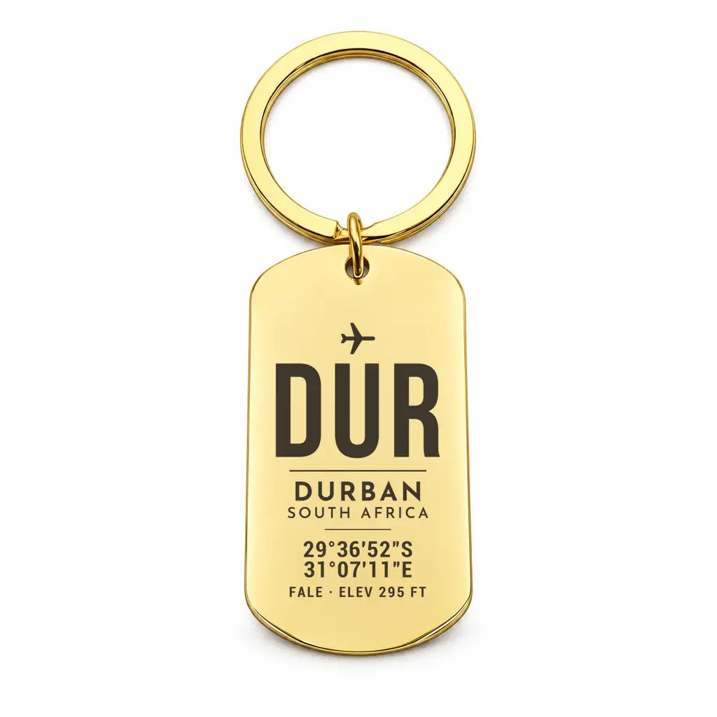 King Shaka International Airport DUR — Durban - Key Chain - Original Design - Gold