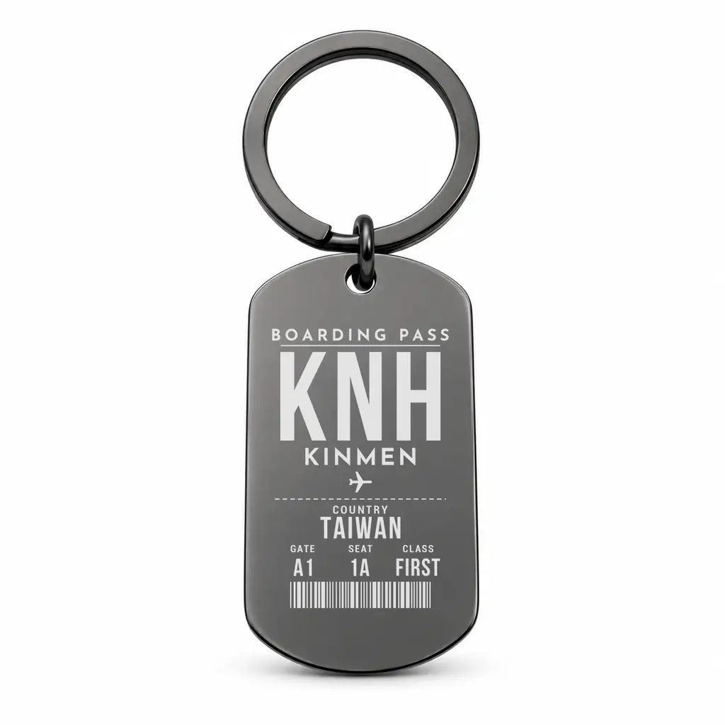 Kinmen Airport KNH - Key Chain - Boarding Pass Style - Black