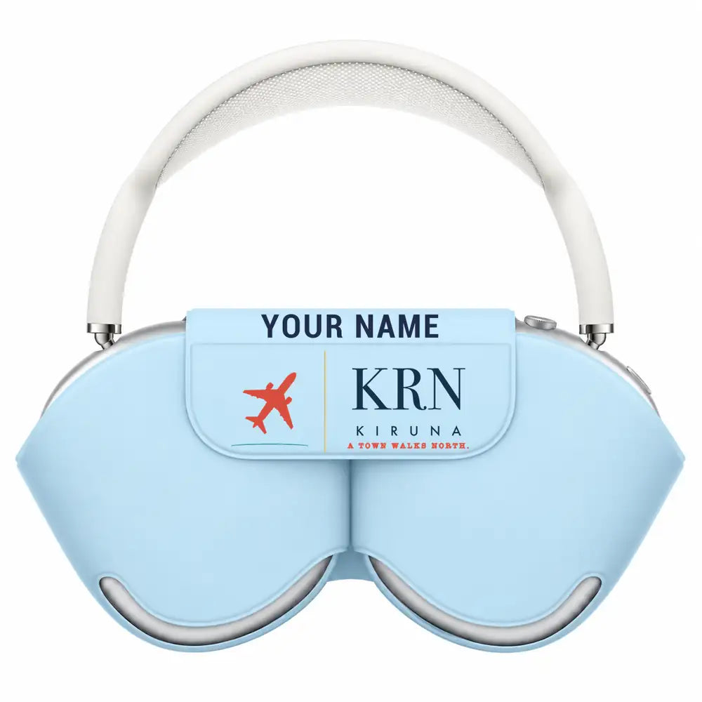 Kiruna Airport (KRN) AirPods Max Cases - Light Blue + Name