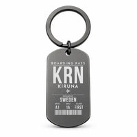 Thumbnail for Kiruna Airport KRN - Key Chain - Boarding Pass Style - Black