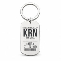 Thumbnail for Kiruna Airport KRN - Key Chain - Boarding Pass Style - Silver