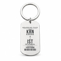 Thumbnail for Kiruna Airport KRN - Key Chain - Customizable Boarding Pass - Silver