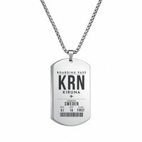 Thumbnail for Kiruna Airport KRN - Necklace - Boarding Pass Style - Silver