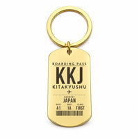 Thumbnail for Kitakyushu Airport KKJ - Key Chain - Boarding Pass Style - Gold
