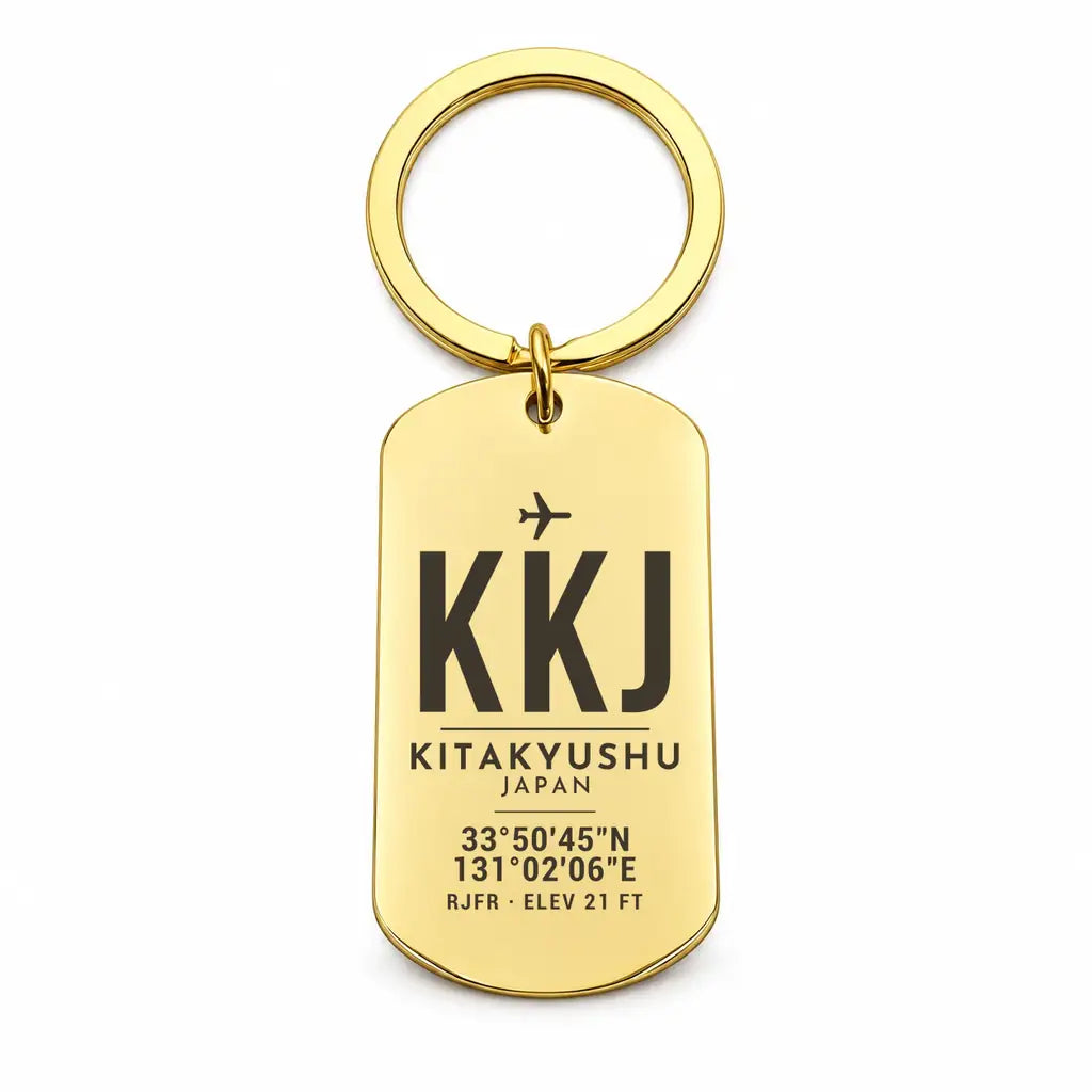 Kitakyushu Airport KKJ - Key Chain - Original Design - Gold