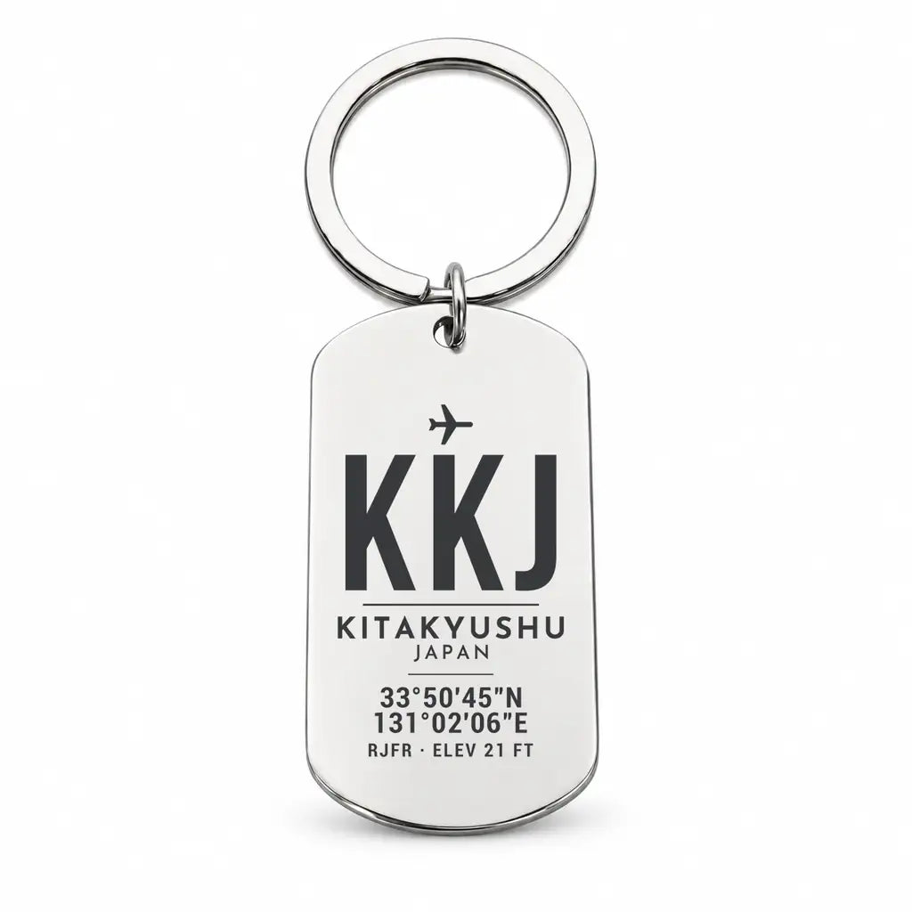 Kitakyushu Airport KKJ - Key Chain - Original Design - Silver