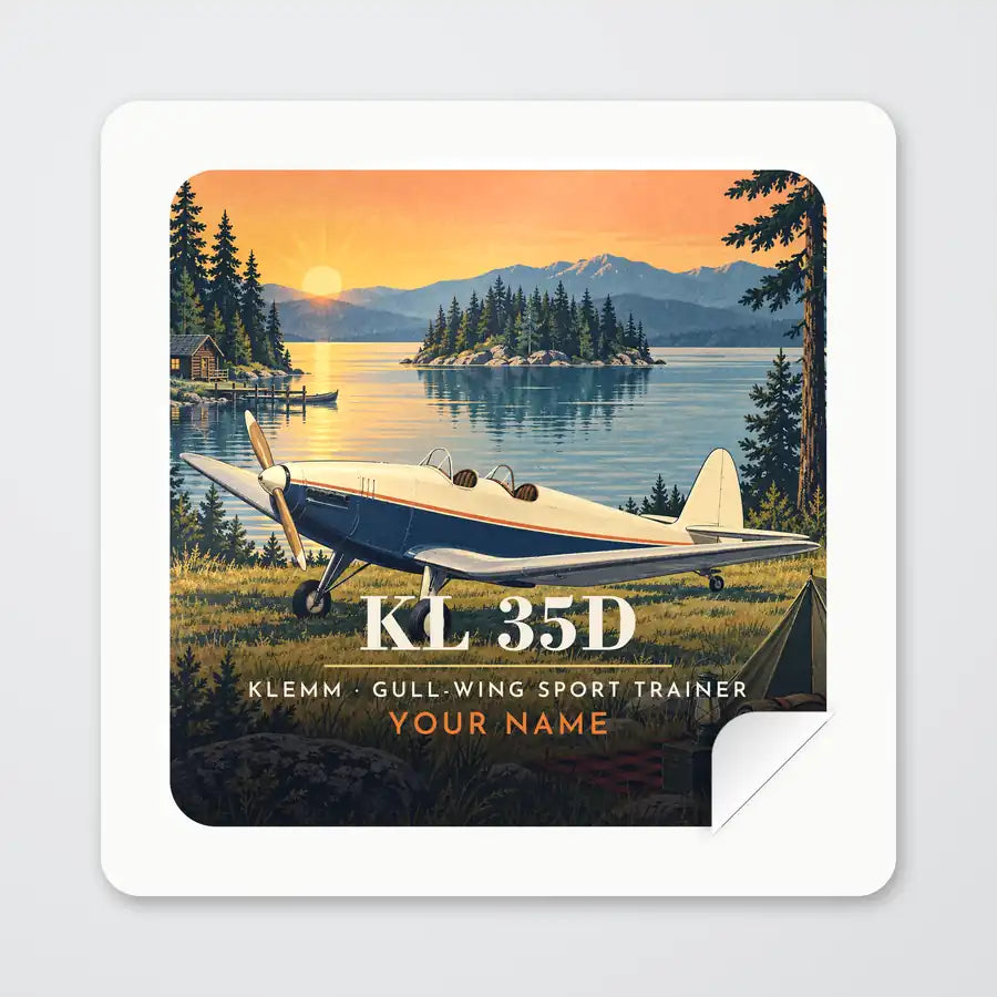 Klemm Kl 35D - 3D + Name - Square Sticker - Peel