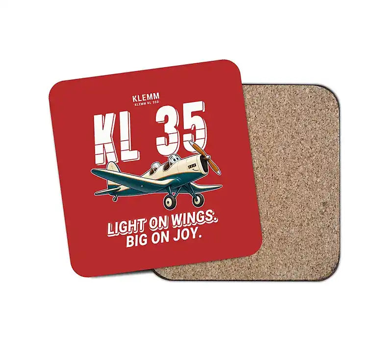 Klemm Kl 35D - Cartoon - Coaster - Red