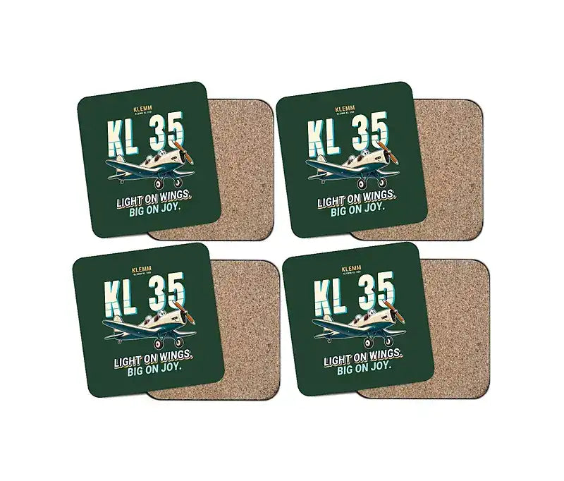 Klemm Kl 35D - Cartoon - Coaster Set - Dark Green