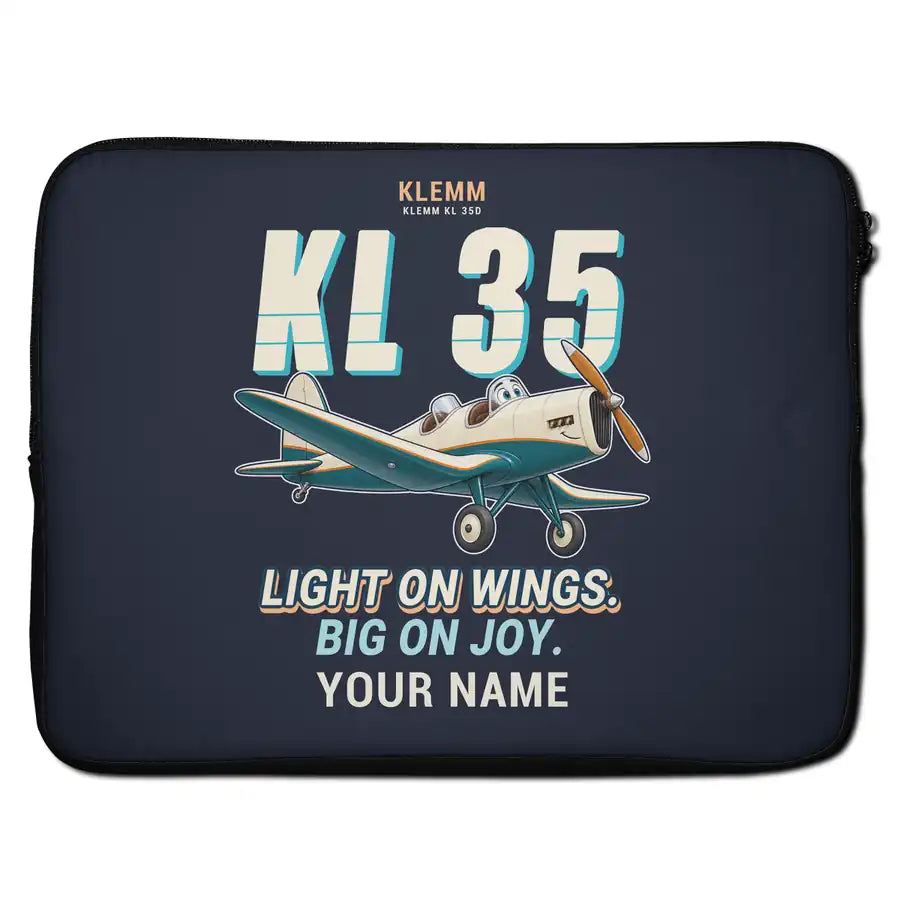 Klemm Kl 35D - Cartoon + Name - Laptop Sleeve
