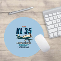 Thumbnail for Klemm Kl 35D - Cartoon + Name - Round Mouse Pad - Light Blue