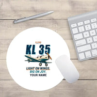 Thumbnail for Klemm Kl 35D - Cartoon + Name - Round Mouse Pad - White