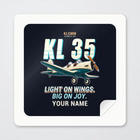 Thumbnail for Klemm Kl 35D - Cartoon + Name - Square Sticker - Peel