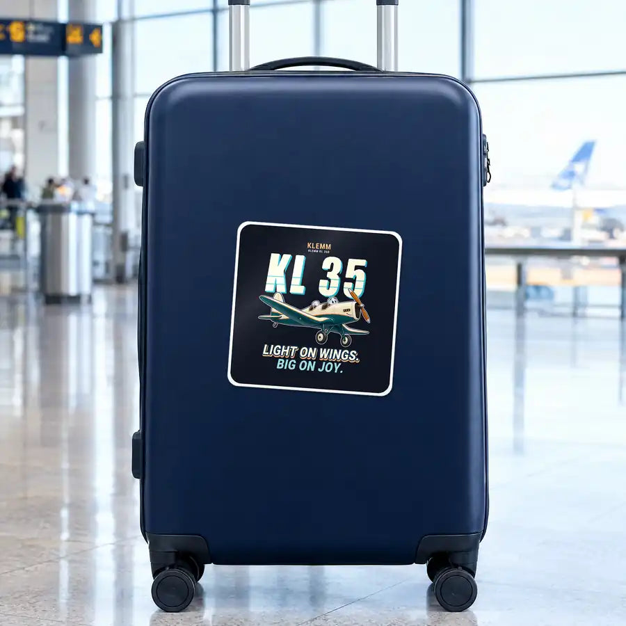 Klemm Kl 35D - Cartoon - Square Sticker - Suitcase