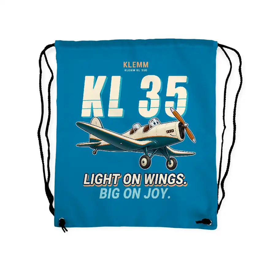 Klemm Kl 35D - Drawstring Bag - Cartoon - Light Blue