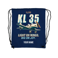 Thumbnail for Klemm Kl 35D - Drawstring Bag - Cartoon + Name - Dark Blue