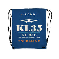 Thumbnail for Klemm Kl 35D - Drawstring Bag - Heritage + Name - Blue