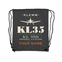 Thumbnail for Klemm Kl 35D - Drawstring Bag - Heritage + Name - Gray